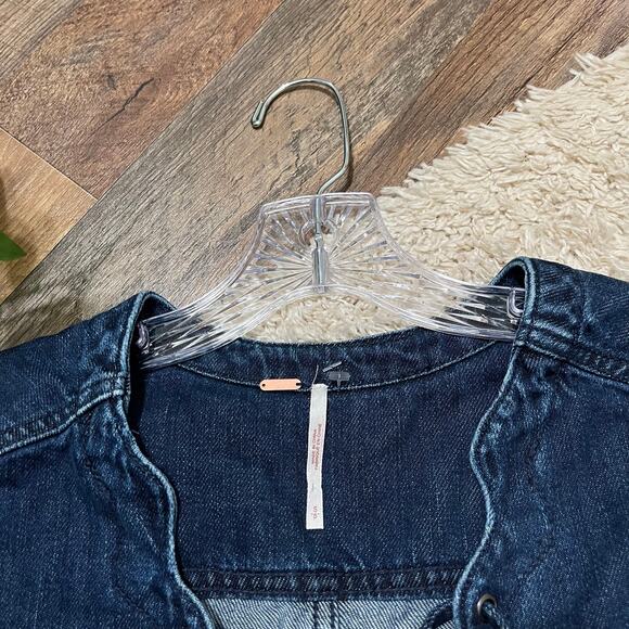 Free People Small Long Sleeve Lace Up Denim Neapolitan Dreams Tunic Top - Picture 4 of 6